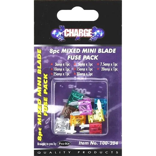Charge Mini Blade Fuse Pack 8pce