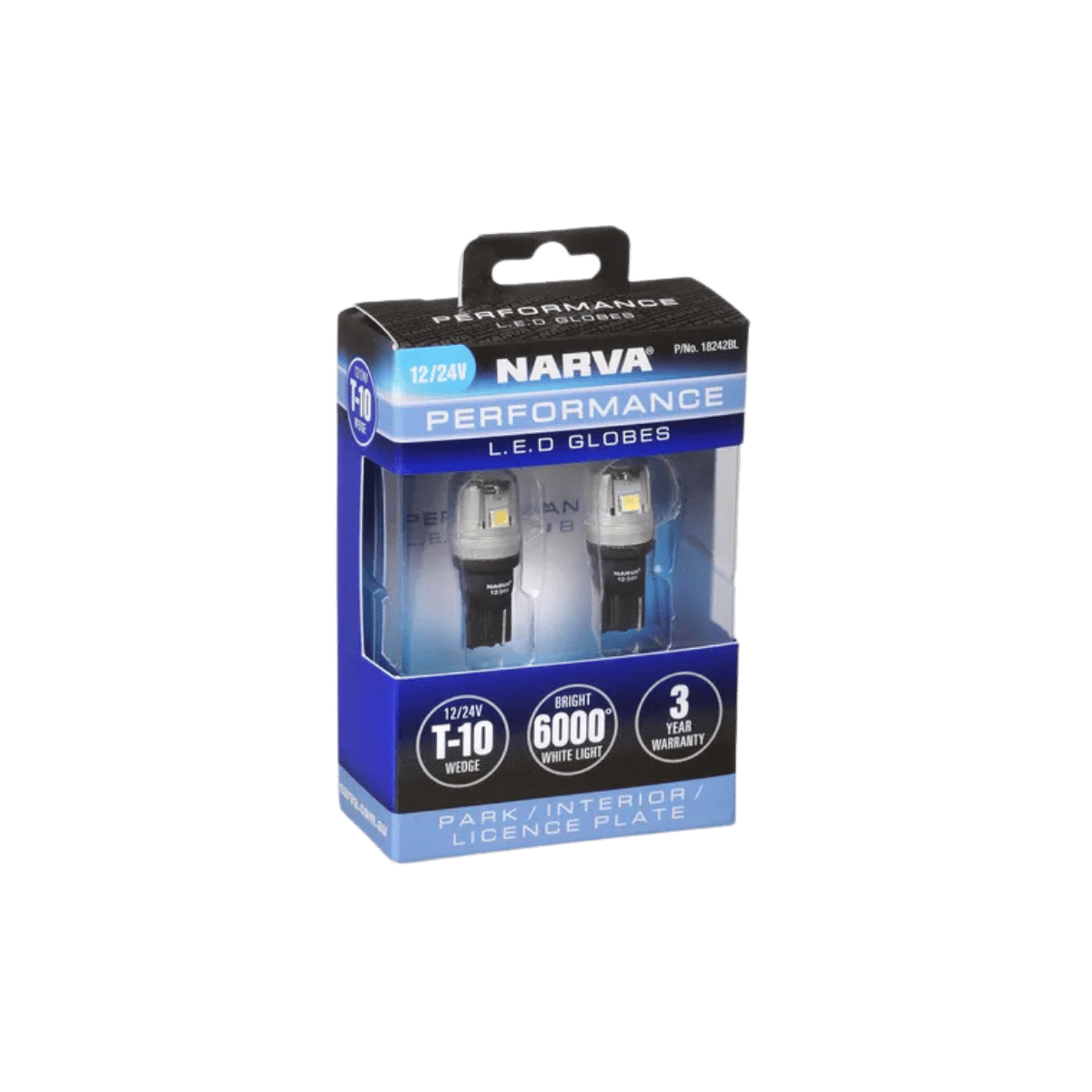 Narva 12/24V T10 Wedge LED Globes 2 per pack