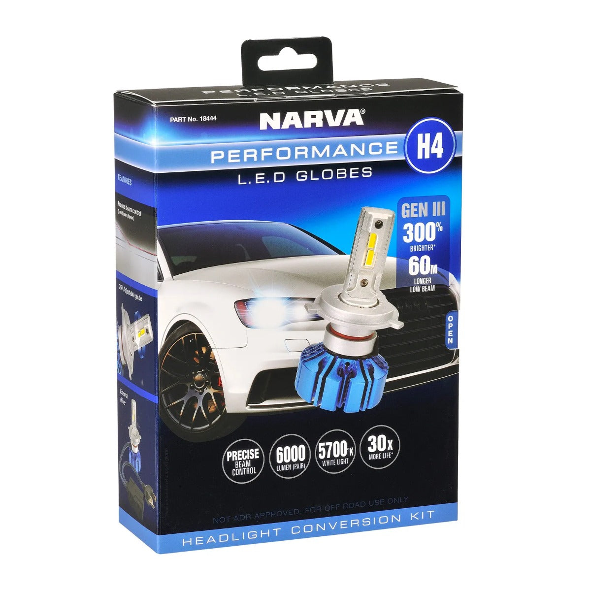 Narva H4 12/24V Gen III LED Performance Globe Kit 2pk