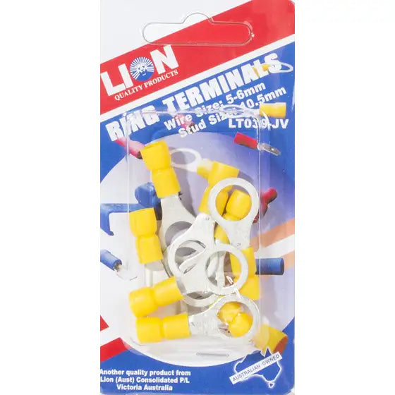 Lion Ring Terminals Yellow 8pce