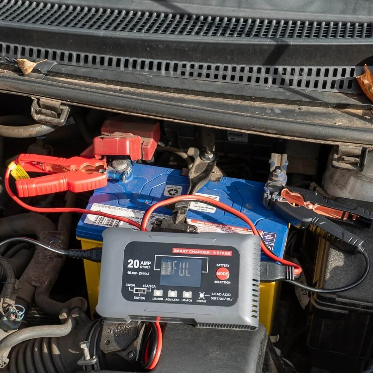 20A Smart Battery Charger & Maintainer 12V/24V, 9-Stage, Lithium Capable, Multi-Amp, Fan Cooled with Repair Mode