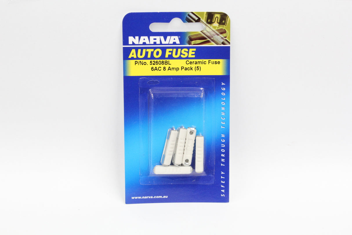 Narva 8 Amp White 6AC Ceramic Fuses