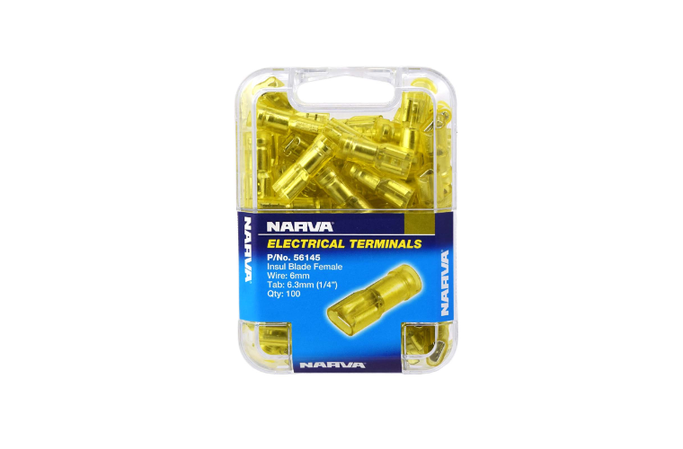 Narva 6.3 X 0.8mm Female Blade Terminal Yellow (100 Pack)