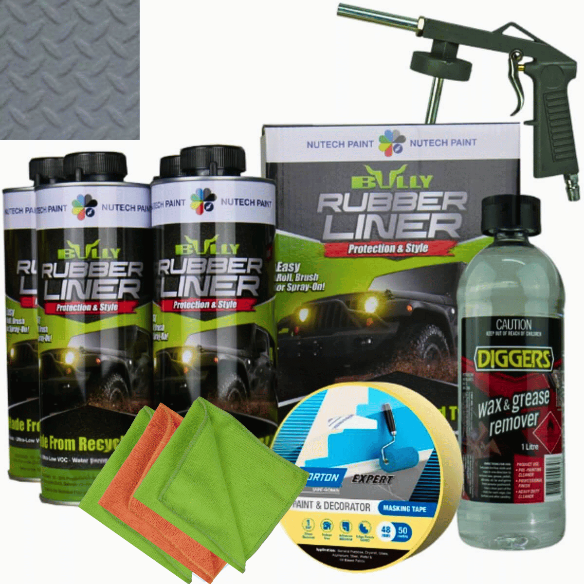 Bullyliner Lightning Grey 4L + Spray Gun & Prep Kit