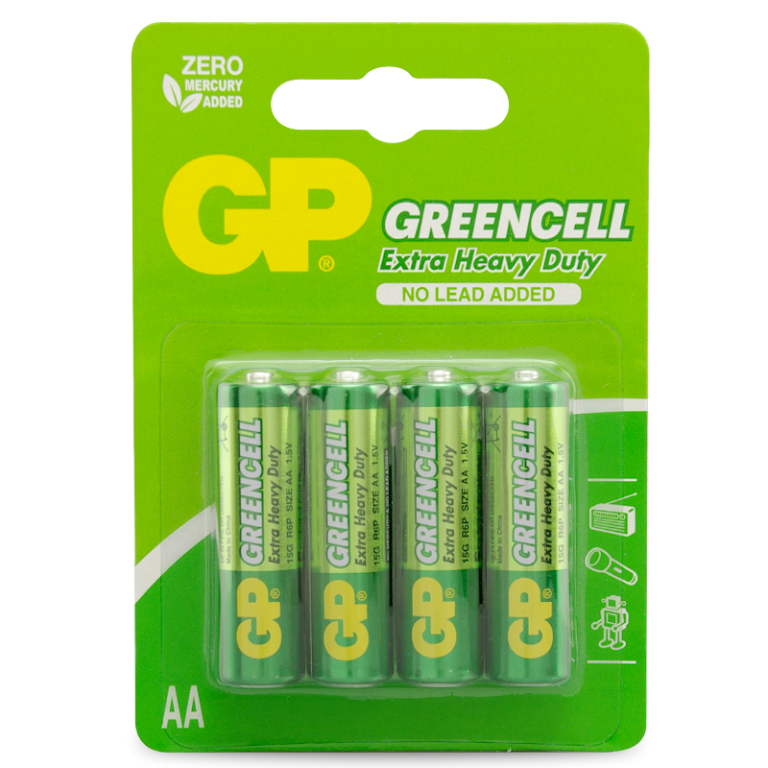 GP Greencell Extra Heavy Duty AA Battery Pack of 4
