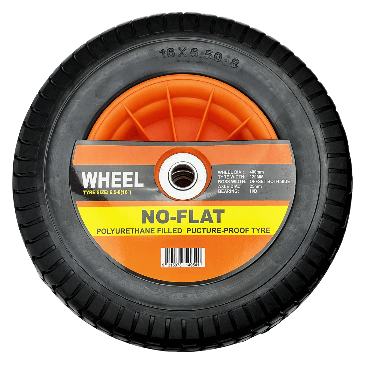 Solid Rubber NO Flat Wheels With Metal Rims - Various Sizes