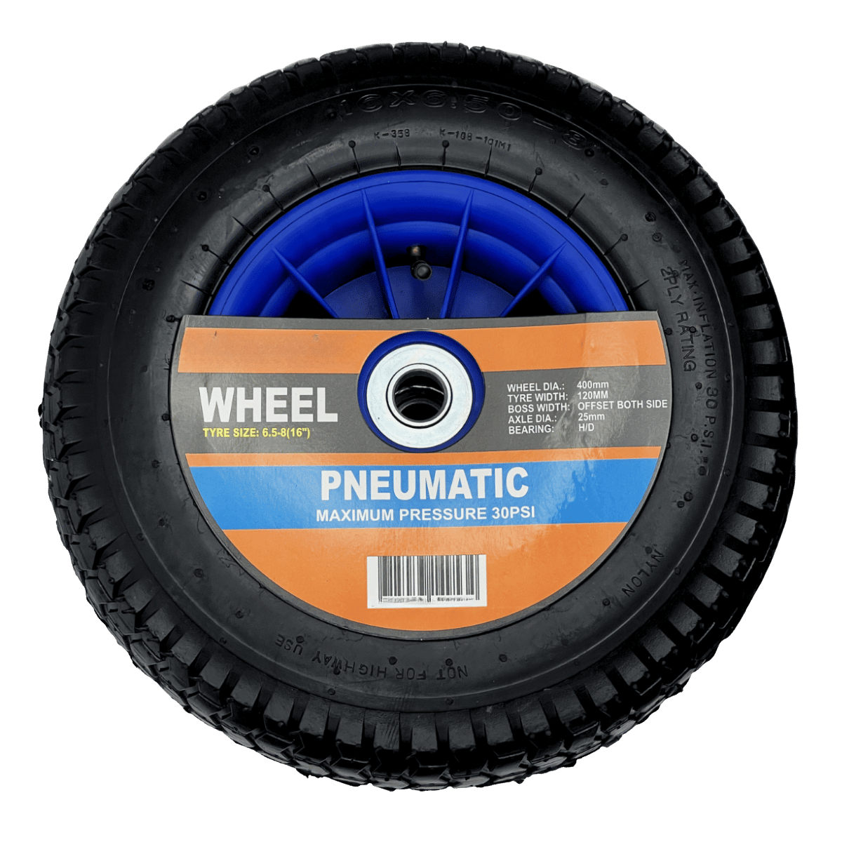 Pneumatic Wheel with Plastic Rim Extra Wide 16 Inch