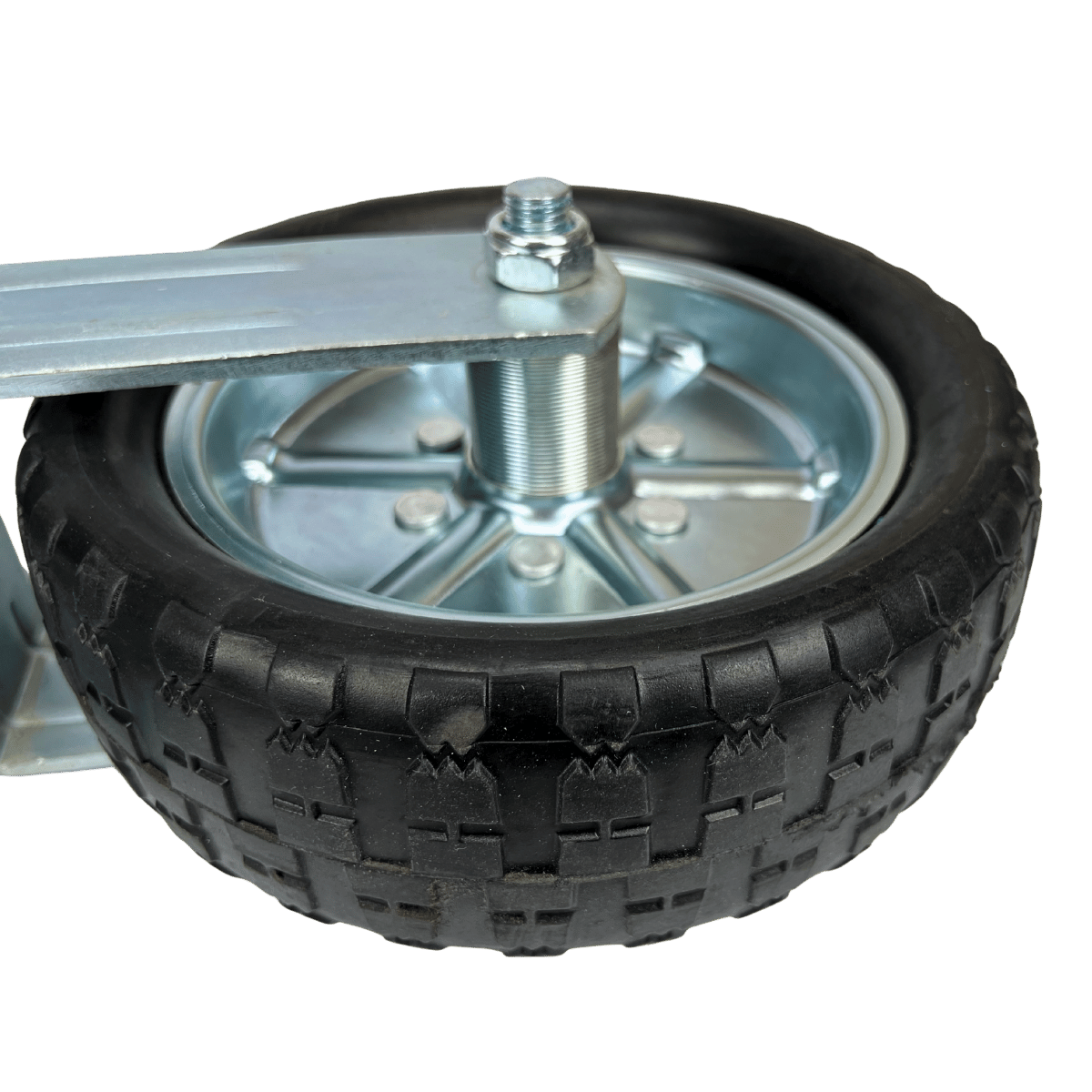 Jockey Wheel Swivel with U Handle Pneumatic Tyre Extra Wide 85mm