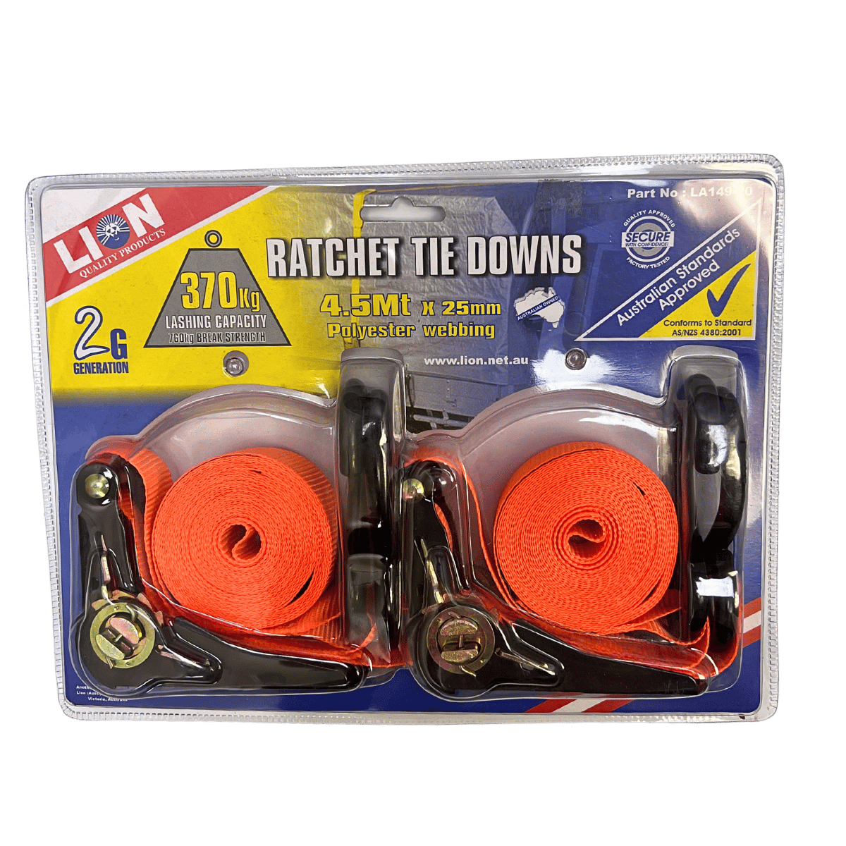 Lion Ratchet Tie Down 370kg - 2 Piece