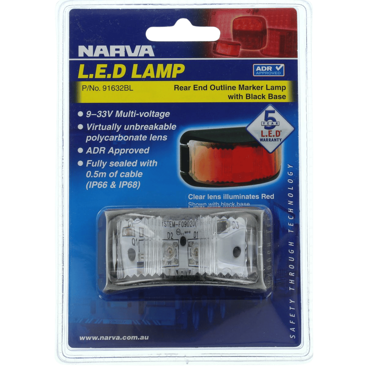 Narva 9-33V Rear End Outline Marker Lamp Red