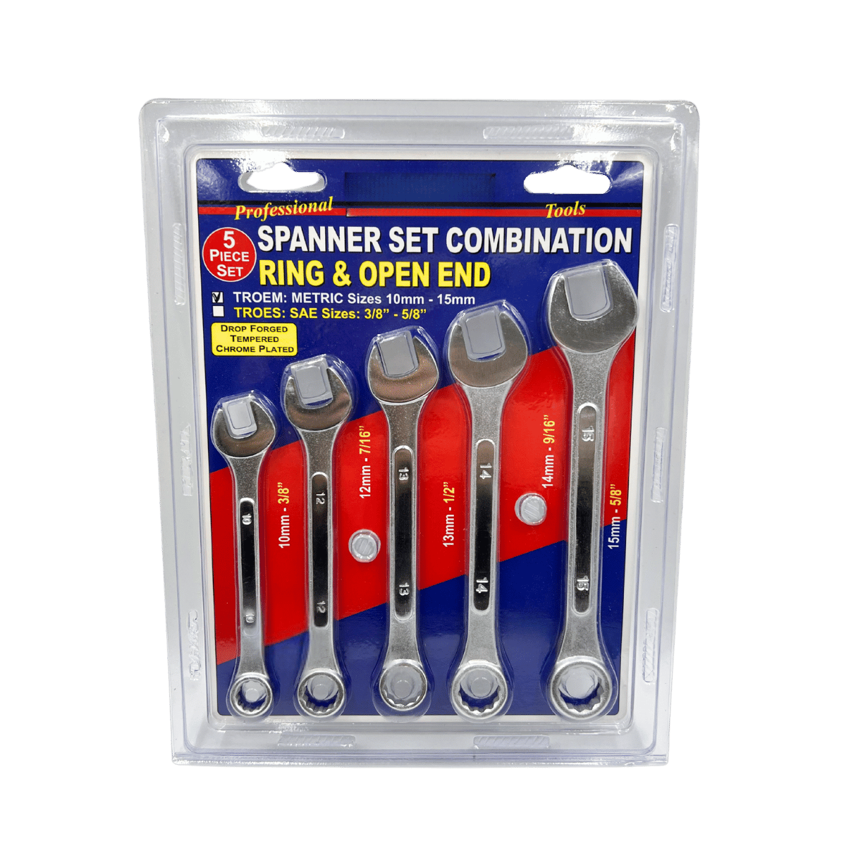 Spanner Set Combination Ring Open End 5 piece