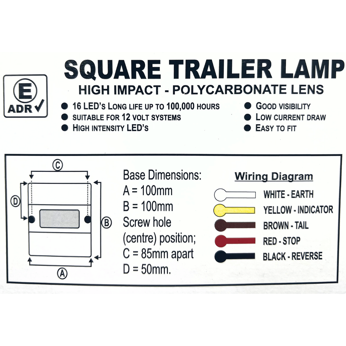 LED Trailer Light 12V 3 In 1 with Number Plate Light