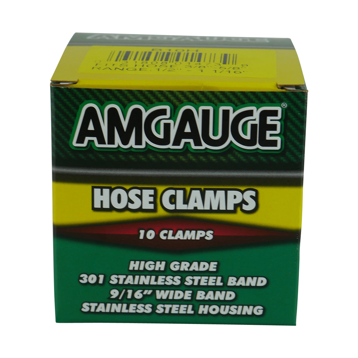 Amgauge Full Stainless Steel Hose Clamps (10-22mm) 3/8"-7/8" 10 Pack