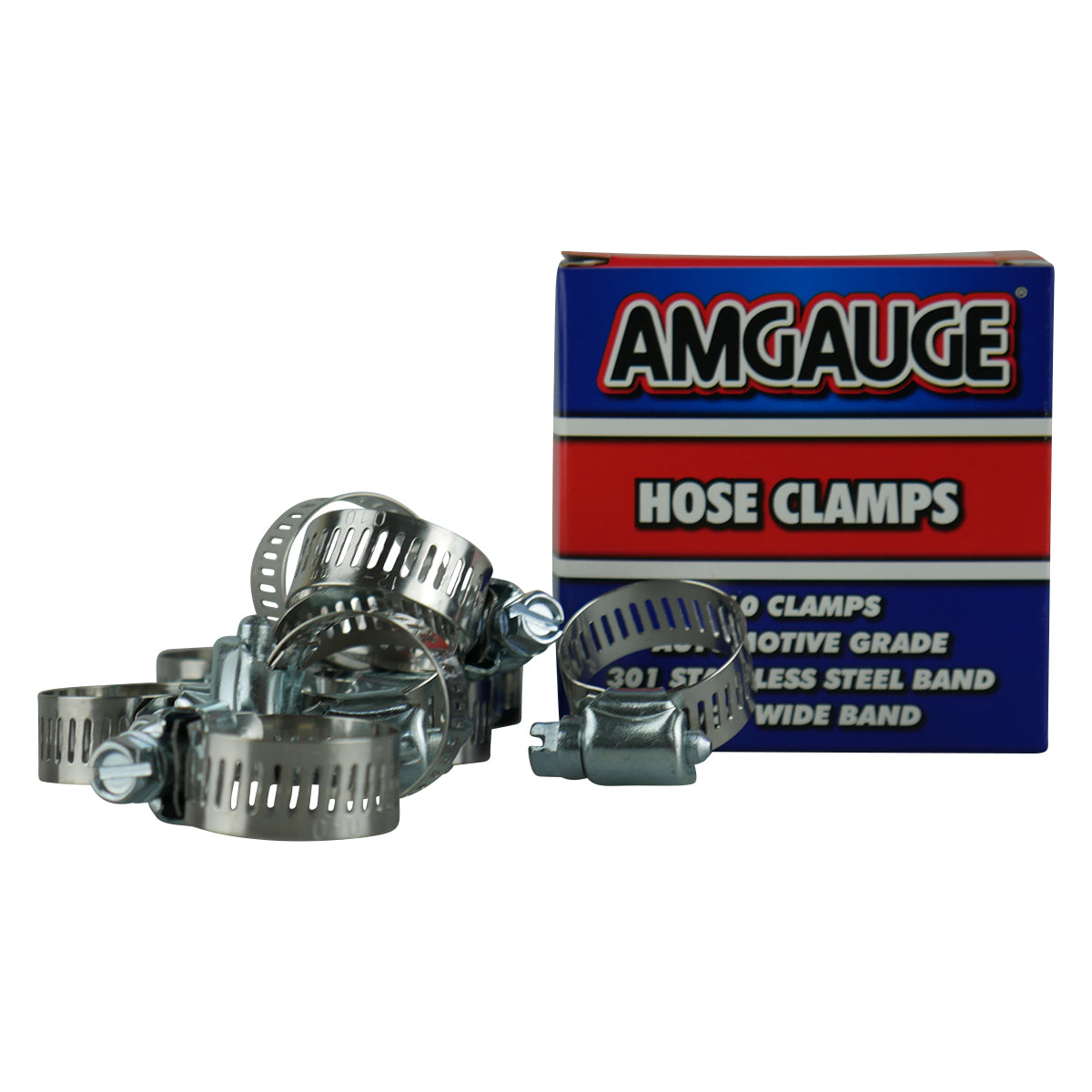 Amgauge Part Stainless Steel Hose Clamps (12-27mm) 1/2"-1.1/16" 10 Pack