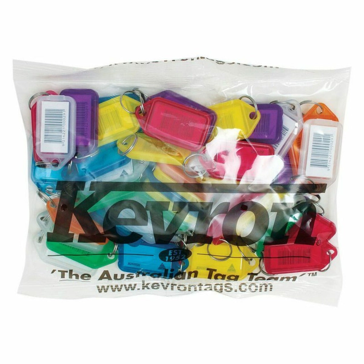 Kevron Key Tags Plastic Assorted Colours 50 Pack