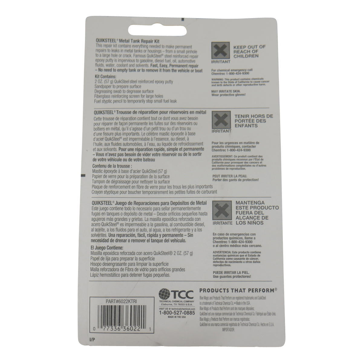 Blue Magic Quiksteel Steel Reinforced Epoxy Metal Tank Repair Kit 57g