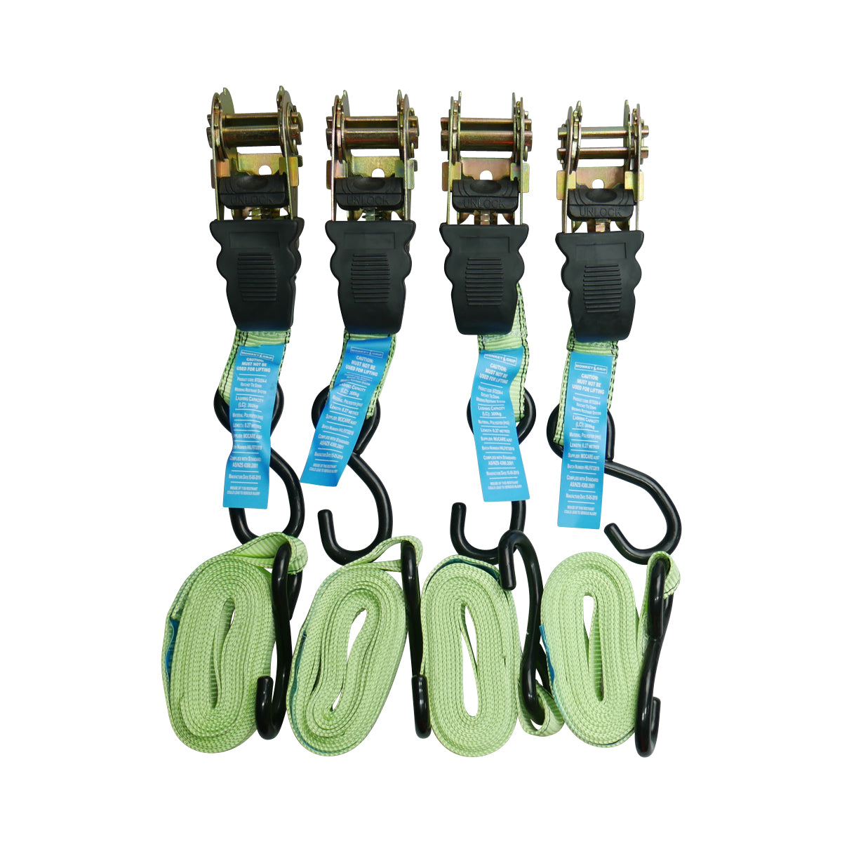 Ratchet Tie Down 25mm X 4m 4 Pack