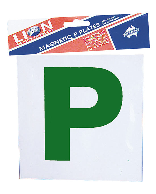 Lion P Plates Magnetic Green NSW/QLD 2pk