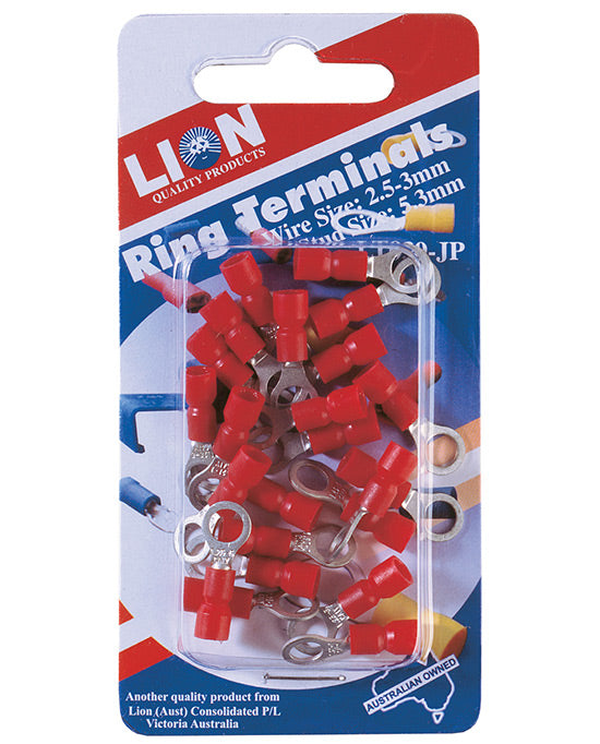 Lion Ring Terminals Red 23pc