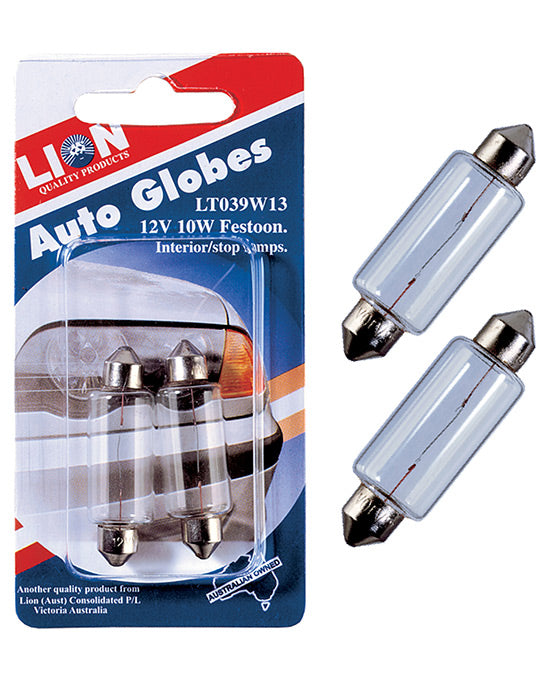 Lion Festoon Globes Interior/Stop Light 10W 12V 2pk