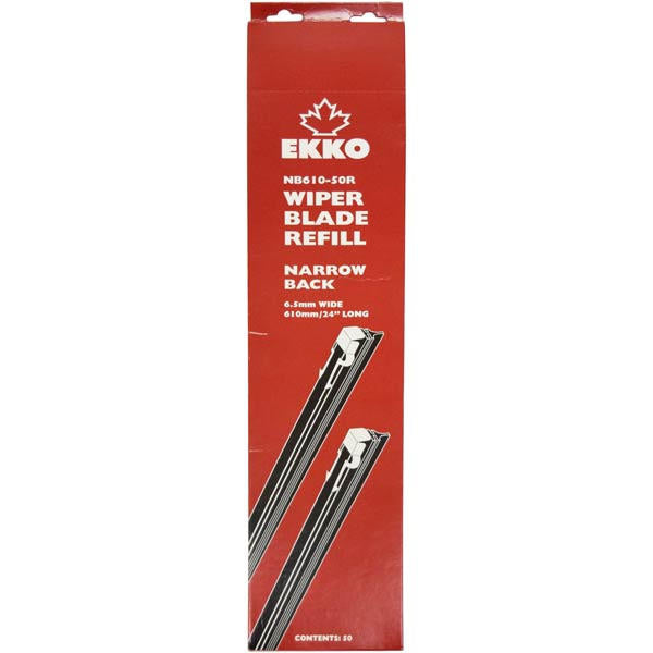 Ekko Wiper Blade Refill Plastic 24" Inch 6.5mm Narrow Pack of 50