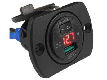 Volt Gauge with USB Socket & Dust Cover