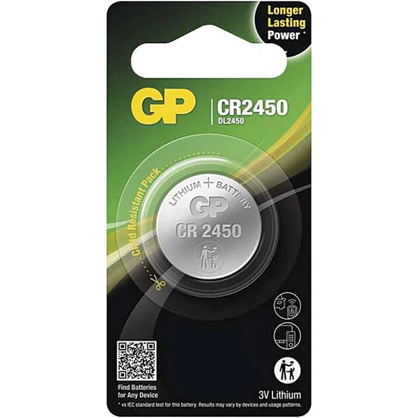 GP Lithium Coin Cell Battery 3 Volts CR2450