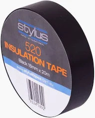 Stylus PVC 520 Insulation Electrical Tape 18mm x 20m Black Single roll