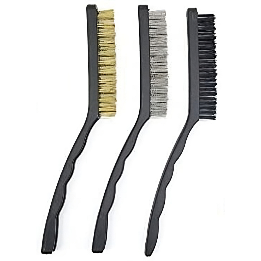 3 Piece Wire Brush Set Nylon, Steel & Brass