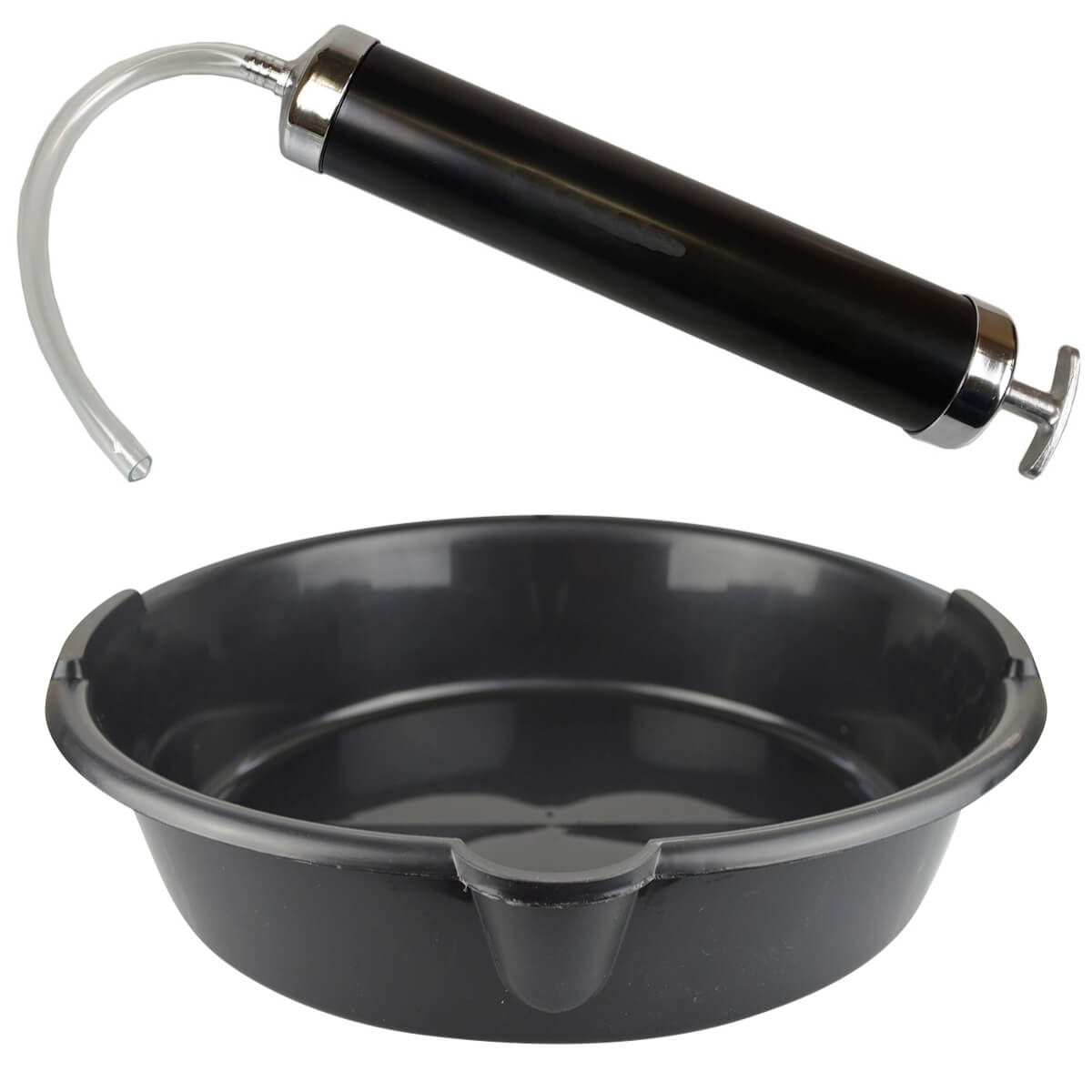 Oil Drain Dish / Pan 6L + Oil Suction Pump 500mL Kit