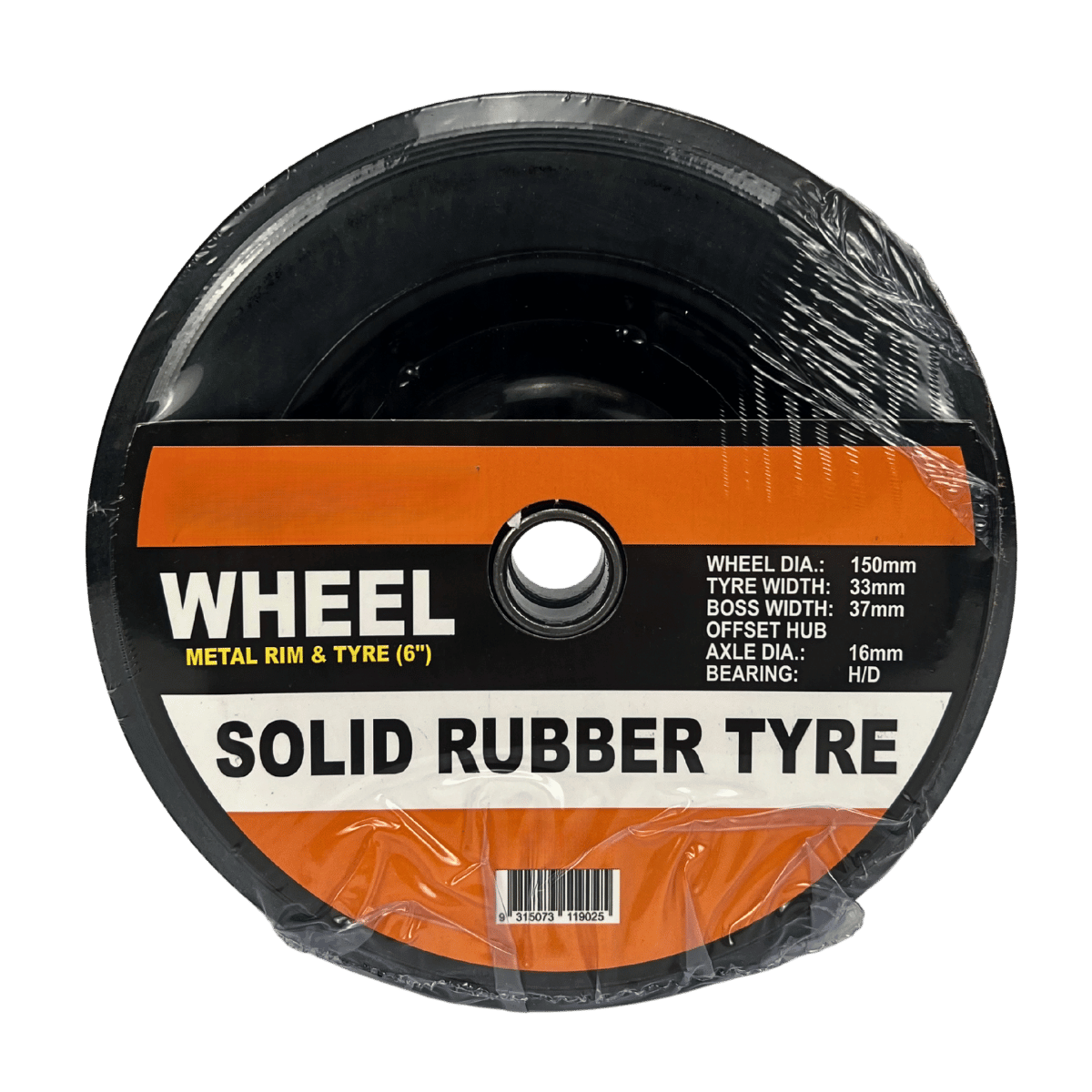 Solid Rubber NO Flat Wheels With Metal Rims - Various Sizes