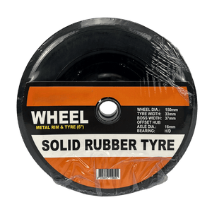 Solid Rubber NO Flat Wheels With Metal Rims - Various Sizes