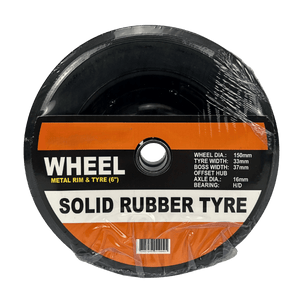 Solid Rubber NO Flat Wheels With Metal Rims - Various Sizes