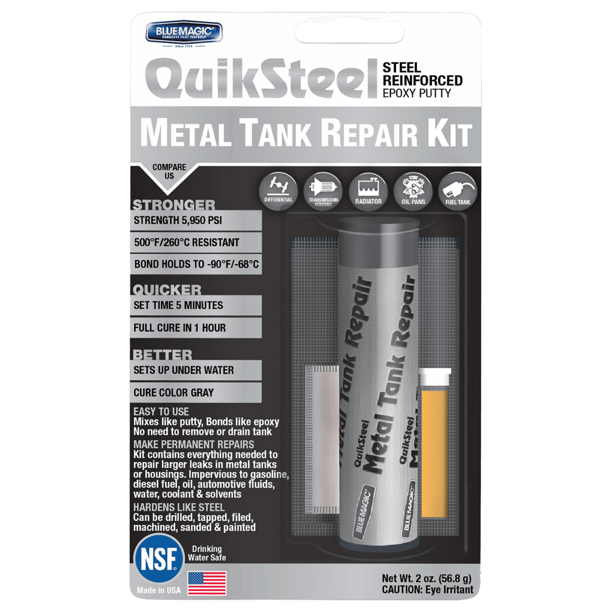 Blue Magic Quiksteel Steel Reinforced Epoxy Metal Tank Repair Kit 57g