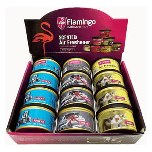 Flamingo Air Freshener Tin Display of 12