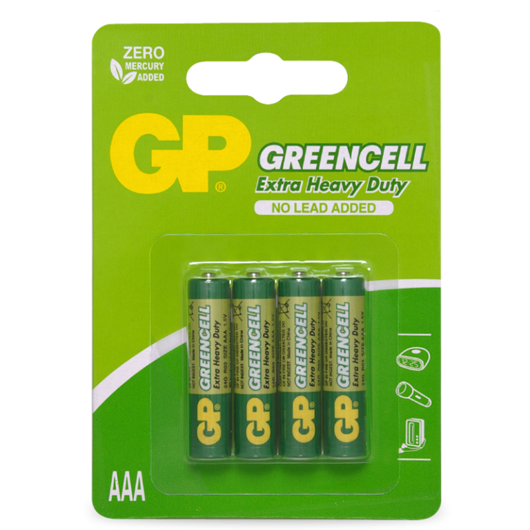 GP Greencell Extra Heavy Duty AAA Battery Pack of 4