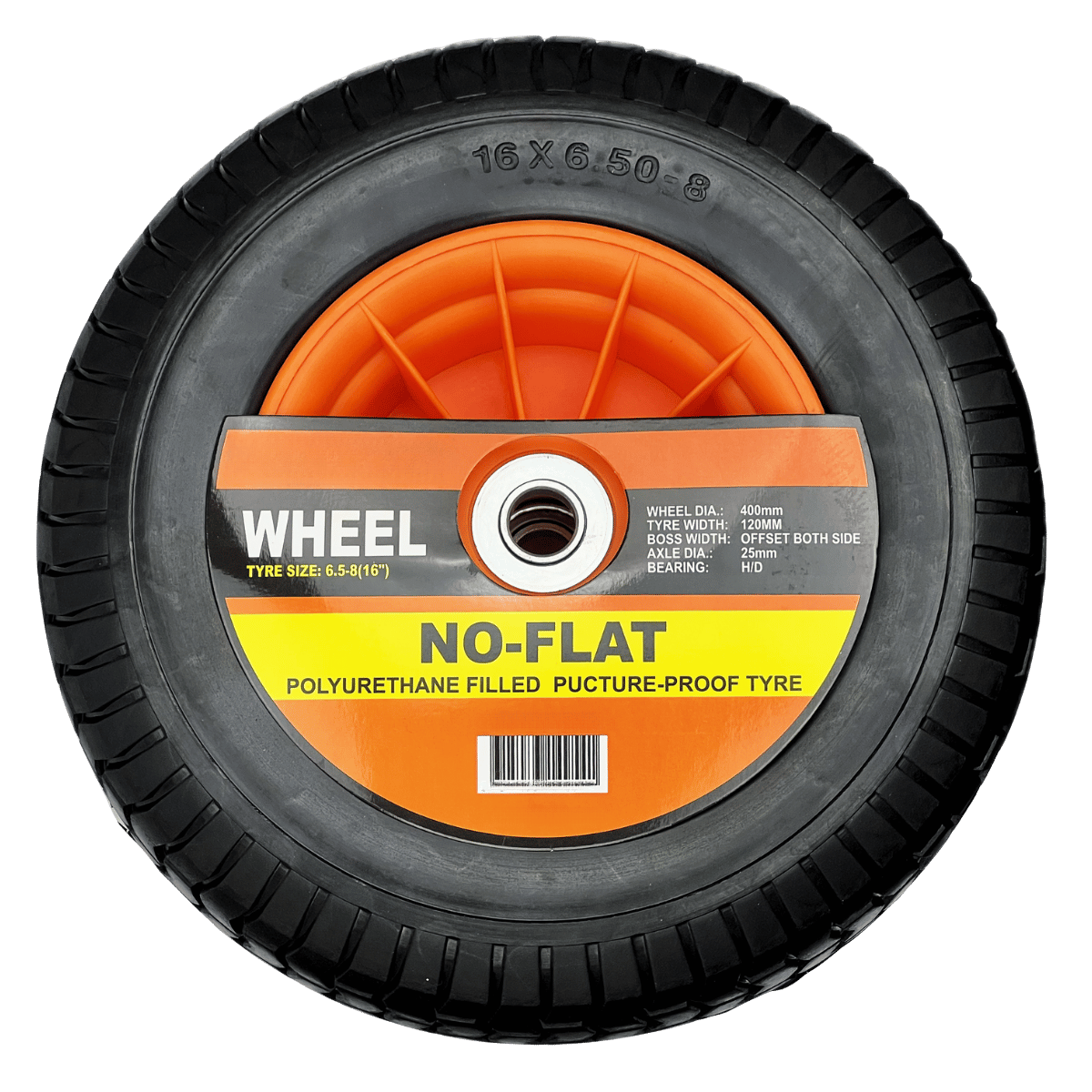 Solid Rubber NO Flat Wheel With Metal Rim Extra Wide 16 Inch