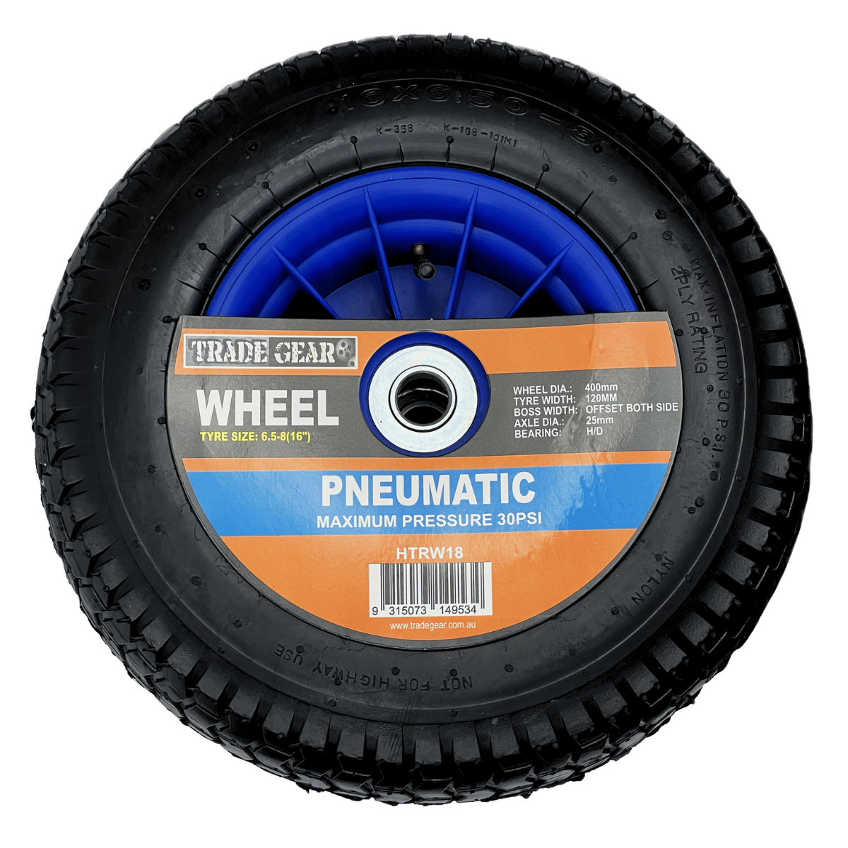 Pneumatic Wheel with Plastic Rim Extra Wide 16 Inch