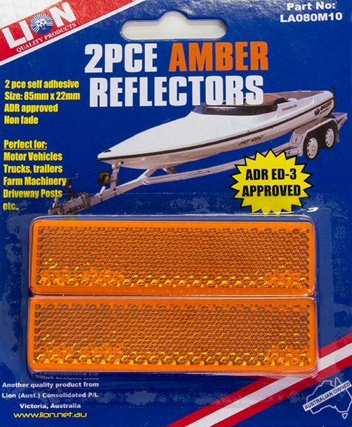 Lion Reflectors Amber Rectangular 2 Piece