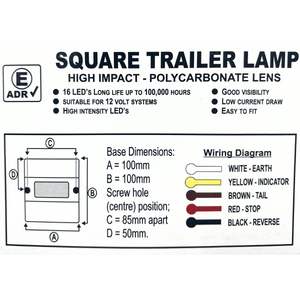 LED Trailer Light 12V 3 In 1 with Number Plate Light
