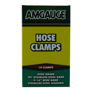 Amgauge Full Stainless Steel Hose Clamps (19-44mm) 3/4"-1.3/4" 10 Pack