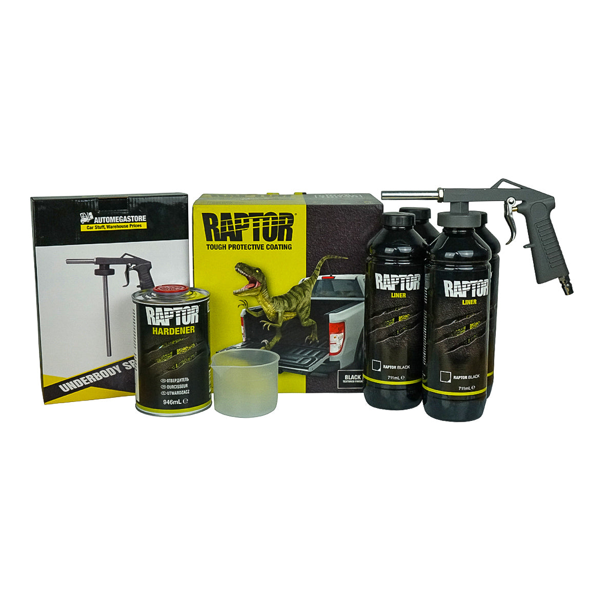 Raptor Liner Black Kit 4L + Spray Gun – AutoMegaStore