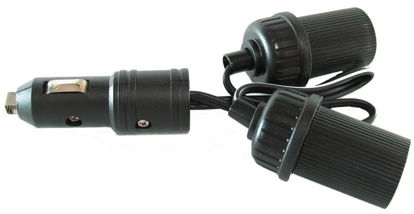 Cigarette Plug to Twin Cigarette Sockets with Extension Cords