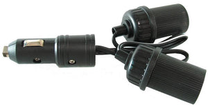 Cigarette Plug to Twin Cigarette Sockets with Extension Cords