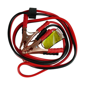 A coiled red and black jumper cable with clamps on one end.