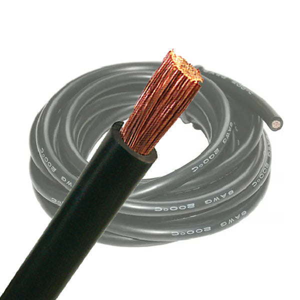 8 B&S Single Core Battery Cable - Black & Red - Various Lengths