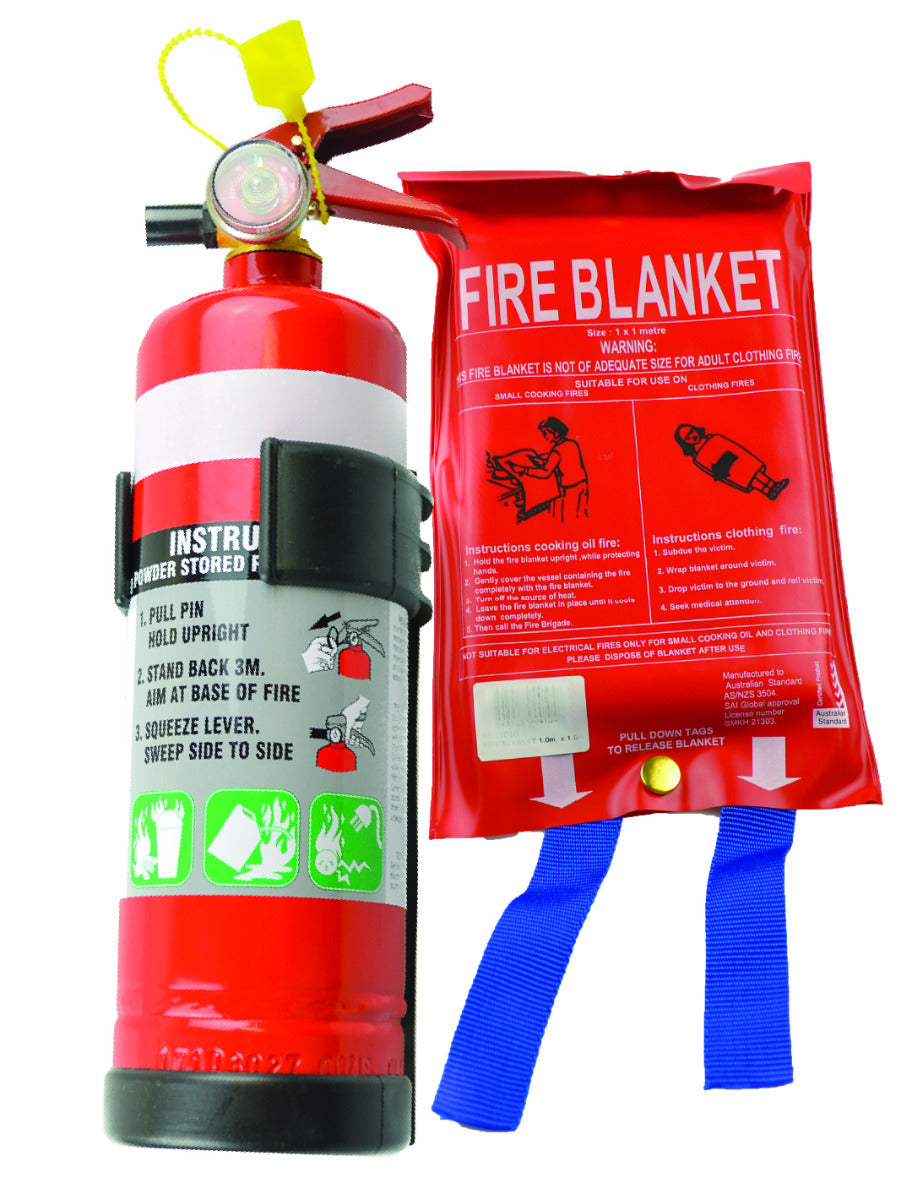 1KG Dry Chemical ABE Fire Extinguisher with Plastic Bracket + Fire Bla ...