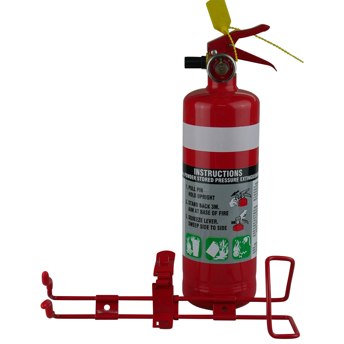 2x 1KG Dry Chemical ABE Fire Extinguisher with HD Metal Bracket