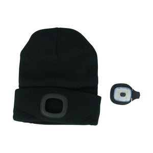 LED Beanie Light with USB Charging Black
