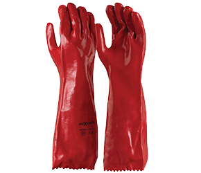 Red Chemical Gloves PVC Pair